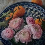 Ranuculus and Mandarins in a Spanish Bowl